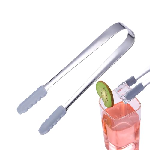 Pinzas para Hielo de Acero Inoxidable 304 - Pinzas para Azúcar con Cabezal de Silicona Antideslizante | Mini Servir Aperitivos y Dulces | Diseño Chapado en Oro Ideal Bar, Fiestas, Buffet y Cocina