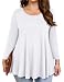 JollieLovin Womens 3/4 Sleeve Loose Fit Swing Tunic Tops Basic T Shirt (White, 1X)