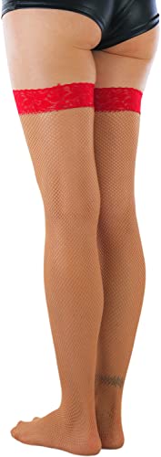 Image of ToBeInStyle Women's Fine Classic Fishnet Thigh High Stretch Nylon Novelty Stockings