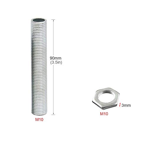 Image of Lamp Pipe Nipple Kit, Including M10 90 mm /3.5 inch Length Nipples and M10 Nut Thickness 3mm / 0.12 inch, Zinc-Plated, 10 Pack