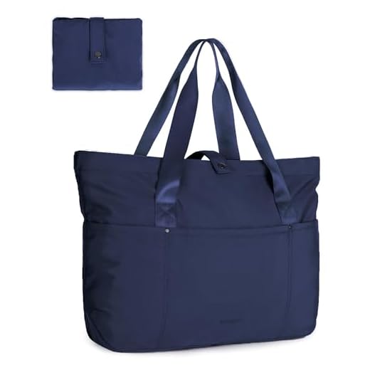 BAGSMART Tote Bag for Women, Foldable Tote Bag With Zipper Travel Large Shoulder Bag Handbag for Work-16.5''l X 6''wx 14''h