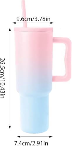 Image of Stainless Steel Tumbler with Lid & Straw, 100% Leakproof Tumblers with Handle, Sipper for Office,Gym & Outdoors 1200ml Tumbler (Candy)
