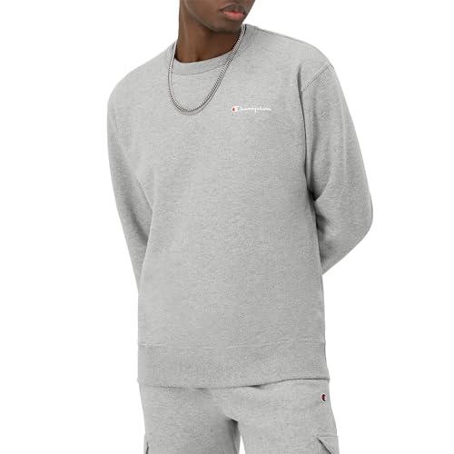 Champion Men's Crewneck Fleece Sweatshirt, Standard Fit, Midweight, Script Logo, Available in Regular and Big & Tall, Oxford Gray Small - Small Script Logo, Small - image 1