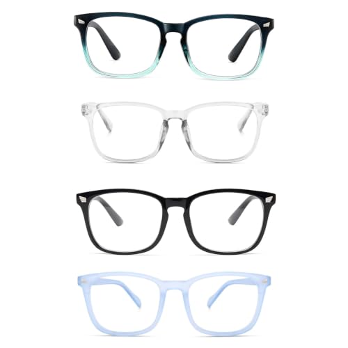 Image of Blue Light Blocking Computer Glasses for Men & Women, Square TR90 Lightweight Eyeglasses Frame, Anti Eye Strain UV Protection, Clear Lens for Gaming Office Reading