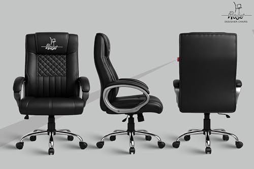 Image of ROSE Iran | 3-Year Brand Warranty | Comfortable High Back Chair | Adjustable Boss Chair for Home Office, Swivel Revolving Professional Executive (Black, Leatherette HB)