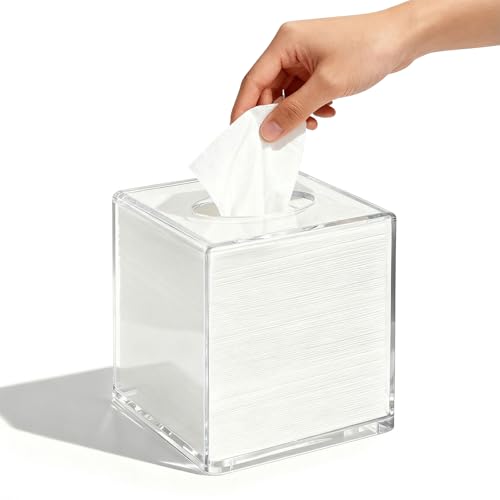 Clear Tissue Box Holder Clear Tissue Box Acrylic Napkin Holder for Bathroom Kitchen Bedroom Office Hotel -Send Goods from Local Warehouse
