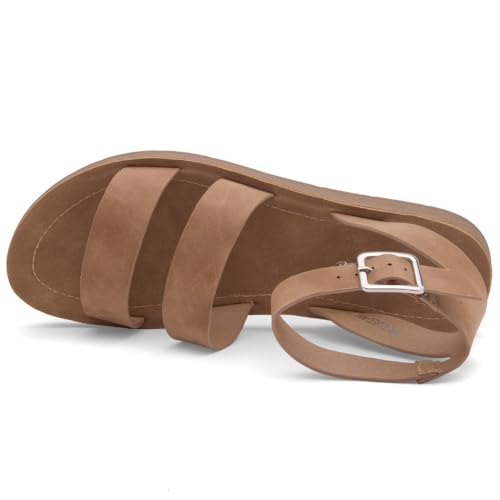 Herstyle Needed Me Women's Flat Sandals, Open Toe Two Bands with Ankle Strap and Buckle, Lightweight Sandals with Cushioned Footbed for Summer Walking and Daily Wear3