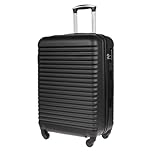 Christian Wippermann Koffer L 80L - Robuster ABS Hartschalenkoffer Größe L 44x66x28 cm - Leicht mit Schloss - 4 Rollen 360 Drehbar - Ideal für Reisen - Mittelgroßer, Leichter Rollkoffer, schwarz