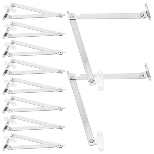 KOCKSHION 10個 加厚ステンレス製折りたたみ式展示架拉杆 重荷重対応フォールディングサポートヒンジ 可能なプルロッド搭載 収納 陳列用家具