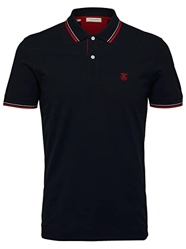 SELECTED HOMME Polo para hombre de corte regular, Negro , L Cover