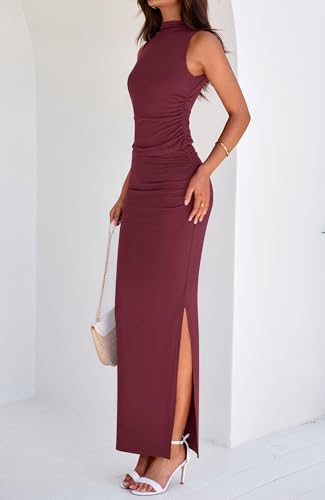 BTFBM Summer Two Piece Skirt Set for Women 2025 Dressy Lightweight Sleeveless Knit Top Going Out Split Maxi Skirt Set