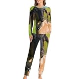  Schaf Damen Schlafanzug Lange Pyjama Set Zweiteiliger Nachtwäsche Langarm Hausanzug Sleepwear