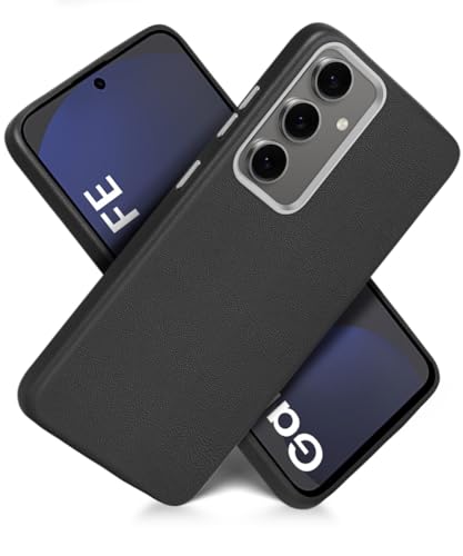 Image of WOW IMAGINE Back Cover for Samsung Galaxy S24 FE 5G | Shockproof Tough Leather Texture Hard Mobile Case | Ultra Slim Non-Slip Grip | Inner Velvet Fabric | Metal Camera Ring - Black