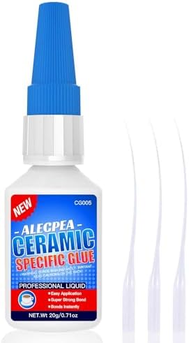 ALECPEA 20g Ceramic Super Glue for Porcelain and Pottery Repair - Rapid-Setting, Waterproof Adhesive for Porcelain, Pottery, Dishes, Tiles, DIY Crafts, and More