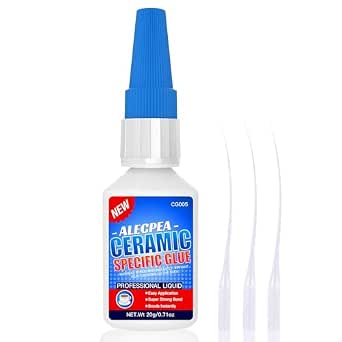 Alecpea 20g Ceramic Glue - High-Strength Waterproof & Heat-Resistant Adhesive for Porcelain & Pottery Repair with Precision Tips