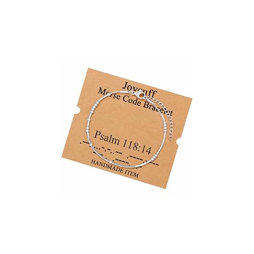 Image of JoycuFF Inspirational Morse Code Bracelets for Women Silver Beads Jewelry Encouragement Mantra Gifts for Her