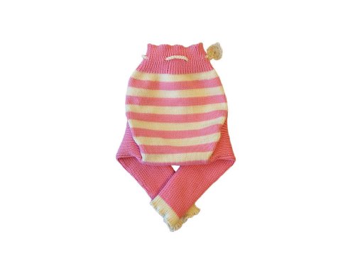 Culotte bébé en laine mérinos rose et blanc tricotée main taille S