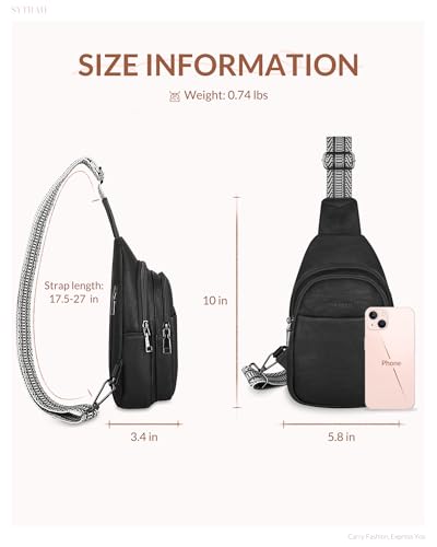 Sling Bag for Women, Crossbody Bags Purse for Women Trendy Vegan Leather Chest Bag with Adjustable Guitar Strap4