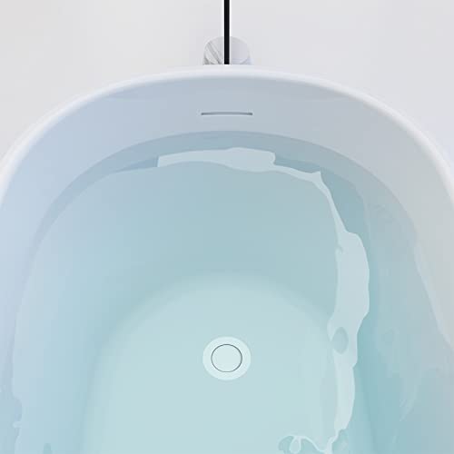 Image of 59 inch Acrylic Freestanding Bathtub, Single Slipper Free Standing Tub, Soaking Tub with Integrated Slotted Overflow, Toe-Tap Chrome Drain, cUPC Certified, Matte Black