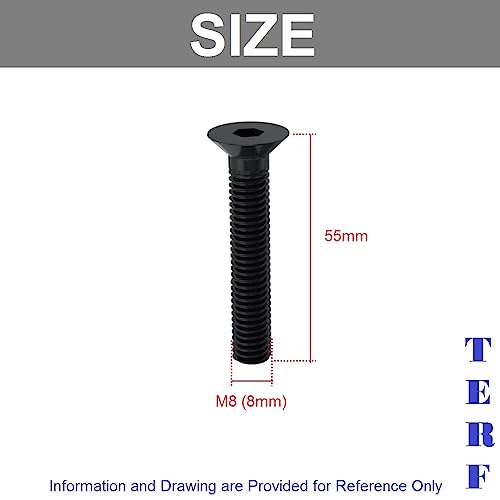 TERF® M8 X 55mm Hex Socket Countersunk Black Machine Screw M8 (8mm) X 55mm Allen Key Bolts Hexagonal Socket Countersunk Machine Screws - Image 3