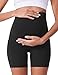 POSHDIVAH Maternity Shorts for Women Over Belly Biker Workout Yoga Active Summer Pregnancy Running Short Leggings Black 5