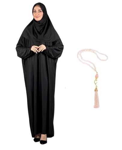 Modish Group Vetement De Priere Pour Femme Avec Chapelet Hijab, Vetements Musulman Pour Femmes, Robe Abaya (Noir, Taille Unique)