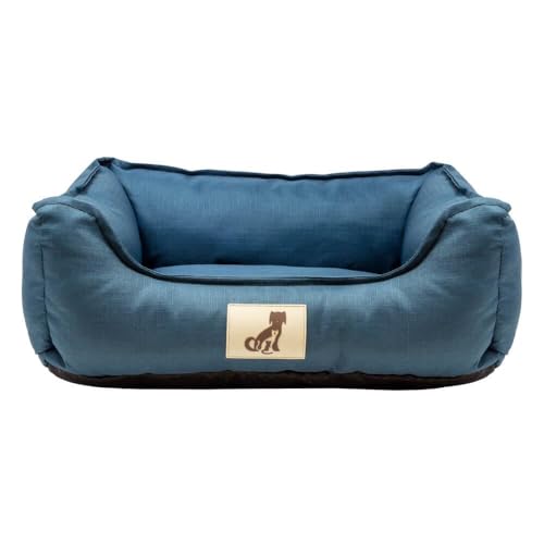 allpetsolutions Waterproof Dog Bed Small - Removable Machine Washable Hardwearing Basket Scratch Proof Oxford Fabric - Water Resistant Comfy Bed for Home or Dog Crate - Blue 61x48x18cm
