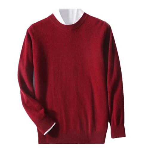 Disimlarl Men Wool Solid Sweater Crew Neck Long Sleeved Jumpers Pullover Loose Casual Knit Sweater