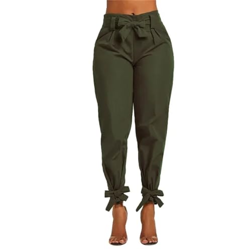 Women's High Waist Pencil Pants with Bowknot Belt Casual Comfortable Non-Stretch Wide Leg Pants3