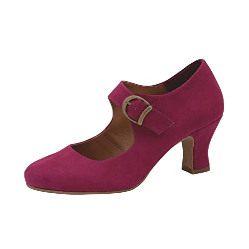 PASARELA   Zapatos de Baile Flamenco Antelina Hebilla Antelina Mujer Color: Fuxia BUGANVILLA Talla: 39