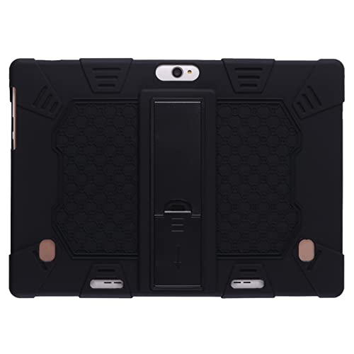 HminSen Case for YELLYOUTH 10.1 inch Android Tablet, Silicone Adjustable Stand Cover Compatible with Foren-Tek 10,Hoozo 10,Wecool 10.1 Inch Android Tablet, ZONKO 10.1 Inch Tablet (Black)