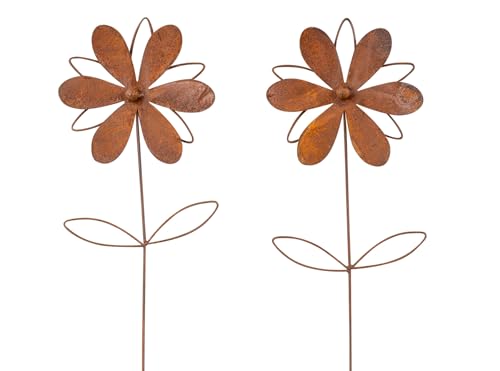 levandeo 2er Set Gartenstecker L60cm Blume Rostdeko Gartendeko Edelrost Deko Garten Metall Metallbild Topfstecker Beetstecker
