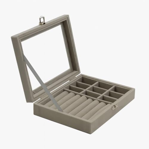 Estojo Elegante Porta Joias com Divisórias – Organizador Compacto com Fecho Seguro e Acabamento Aveludado para Brincos, Anéis e Colares