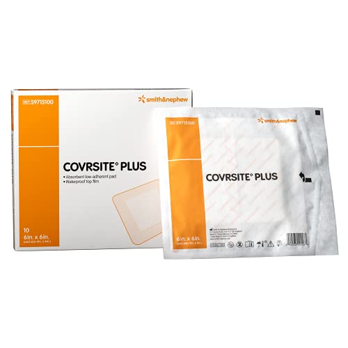 Smith+Nephew Covrsite Plus Cover Dressing, Waterproof Dressing For Wounds, Absorbent And Gentle Adhesive Dressing Wound Care Products, 4 X 4 Inches #TOP30