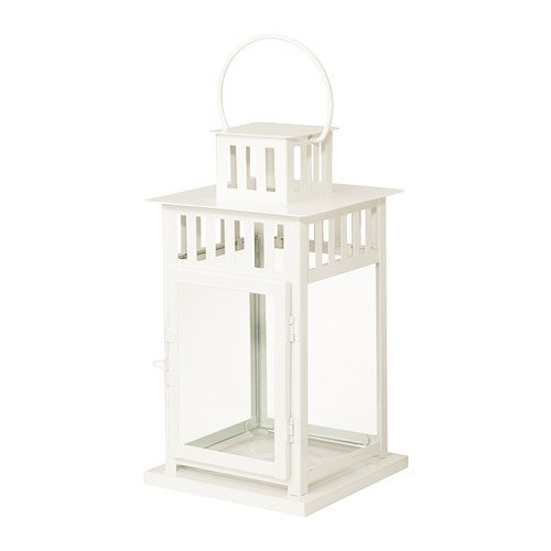 Ikea BORRBY - Farol para velas de bloque, blanco interior/exterior blanco - 28 cm