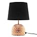 Produktbild FHU Tischlampe, Tischleuchte für Schlafzimmer, 1,5 m Stromkabel, Bedienungsfreundliche Beistelltisch Lampe, 28,5 cm Hoch, Schwarzer Lampenschirm & Goldener Keramikfuß, Schwarz / Roségold Kupfer