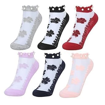 DRAAMAURA Girls Lace Ruffle Ankle Socks Pack of 3 Pair Soft Cotton Frilly Princess Socks for Girls 5 to 8 Years Breathable Assorted Colours for School Party Casual Everyday Wear Multicolor 3