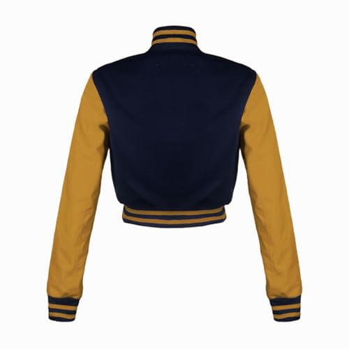 Cropped Varsity Jacket Women, Premium Quality Baseball Letterman Varsity Jacket Genuine Leather Sleeves and Wool3