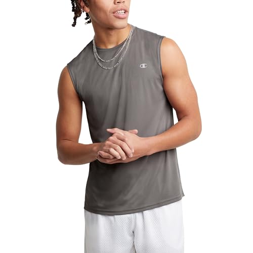 Champion Herren Sleeveless, Sport Tank, Moisture Wicking, Muscle for Men (Reg. Or Big & Tall) T-Shirt, Grau-Stone Gray, L – Ansicht 1