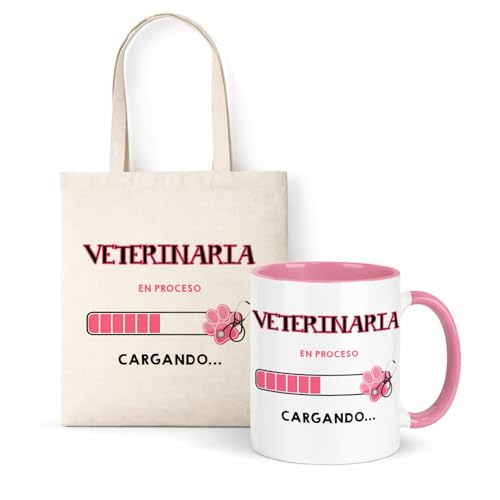 Kembilove® Taza + Bolsa Veterinaria | Regalo Original para Mujer Veterinaria | Set Personalizado de Veterinaria | Idea de Regalo para Estudiantes y Profesionales de Animales y Mascotas