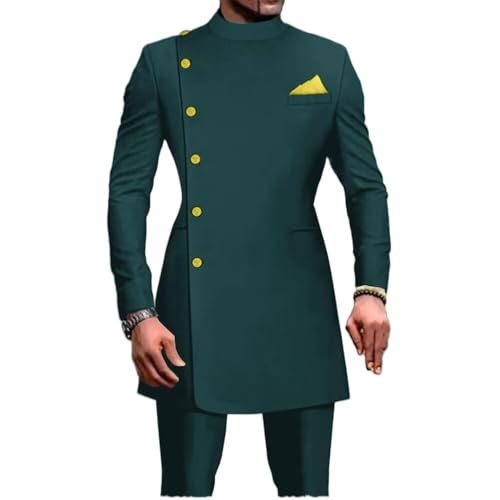 African Suits for Men Solid Jackets and Pants 2 Piece Groomsman Suit Business Dress Party Suit4