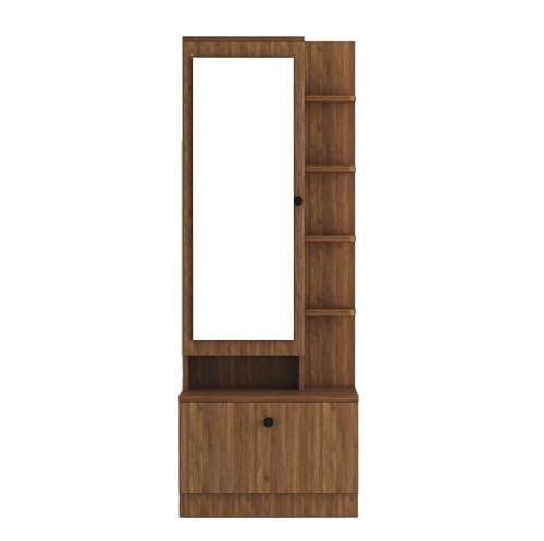 Image of DesignFit Engineered Wood Dressing Table with Mirror and Storage,Vanity Table with Closed and Open Storage for Bedroom, Home & Living Room (Walnut)
