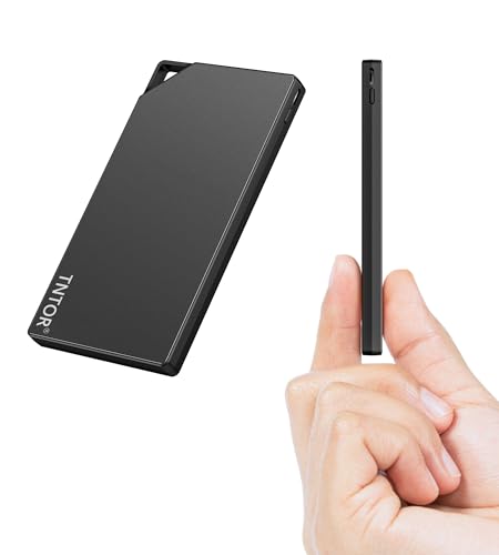 TNTOR 10000mAh Power Bank, 8.8 mm Slim Power Bank with 3 Ports, Compatible for iPhone Samsung Huawei Xiaomi Android