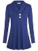 Ouncuty Women Night Out Wear, Form-Fitting Decorative Button Tunic Top Blue XL