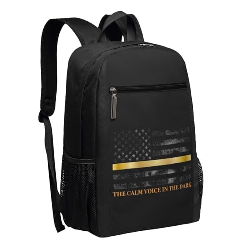 Dispatcher 911 Thin Gold Yellow Line Backpack 17 Inch For Travel Laptops Backpack2