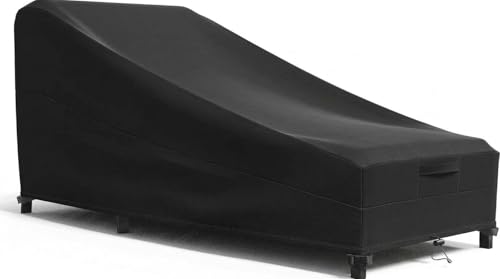 Chaise Lounge Cover - KHOMO GEAR - Panther Series - Heavy Duty Patio Furniture Cover - Black Outdoor