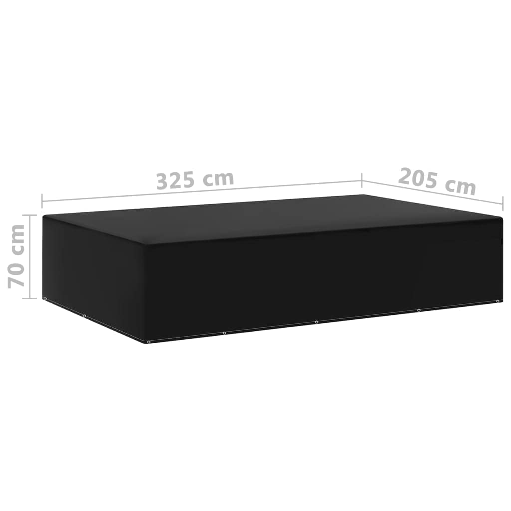 Mangloder - Telo di copertura per mobili da giardino, 2 pezzi, 12 occhielli, 325 x 205 x 70 cm, in polietilene, impermeabile, resistente ai raggi UV, antistrappo, per terrazza, balcone, lounge