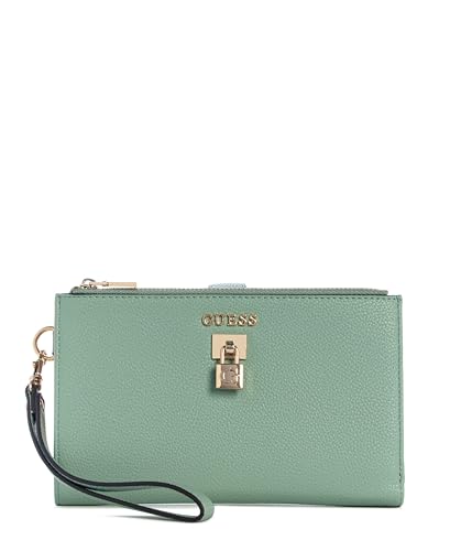 Guess Yesba Portefeuille Organiseur à Double Fermeture éclair pour Femme, Sauge Clair, Taille Unique