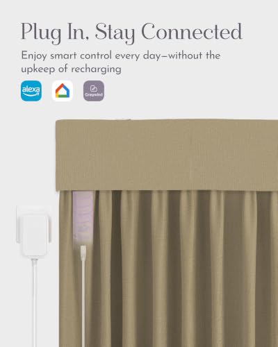 Image of Graywind Motorized Curtains with Track, Room Darkening Smart Curtains, Hardwired Curtains Compatible with Alexa Google Home Remote Control for Large Windows, Custom Drapes Up to 220 inch, Canvas (Sand)
