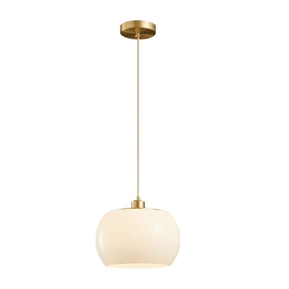 Nordycka nowoczesna lampa wisząca jednogłowicowa mlecznobiała kryształowa lampa wisząca w stylu wiejskim z podstawą E26 szczotkowany mosiądz przemysłowy lampa wisząca z regulowanym kablem do jadalni